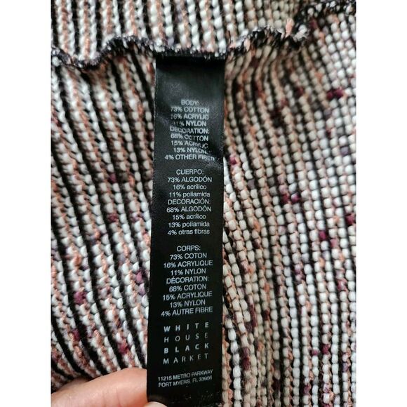 White House Black Market Fringe Knit Cardigan‎ Long Sleeve Cotton Blend Size S - Picture 10 of 10